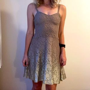 Free People Ombré Gold Metallic Lace Dress